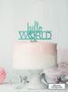Hello World Baby Shower Cake Topper Premium 3mm Acrylic Mirror Turquoise