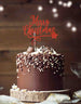 Merry Christmas with Swirl and Star Cake Topper Glitter Card Red