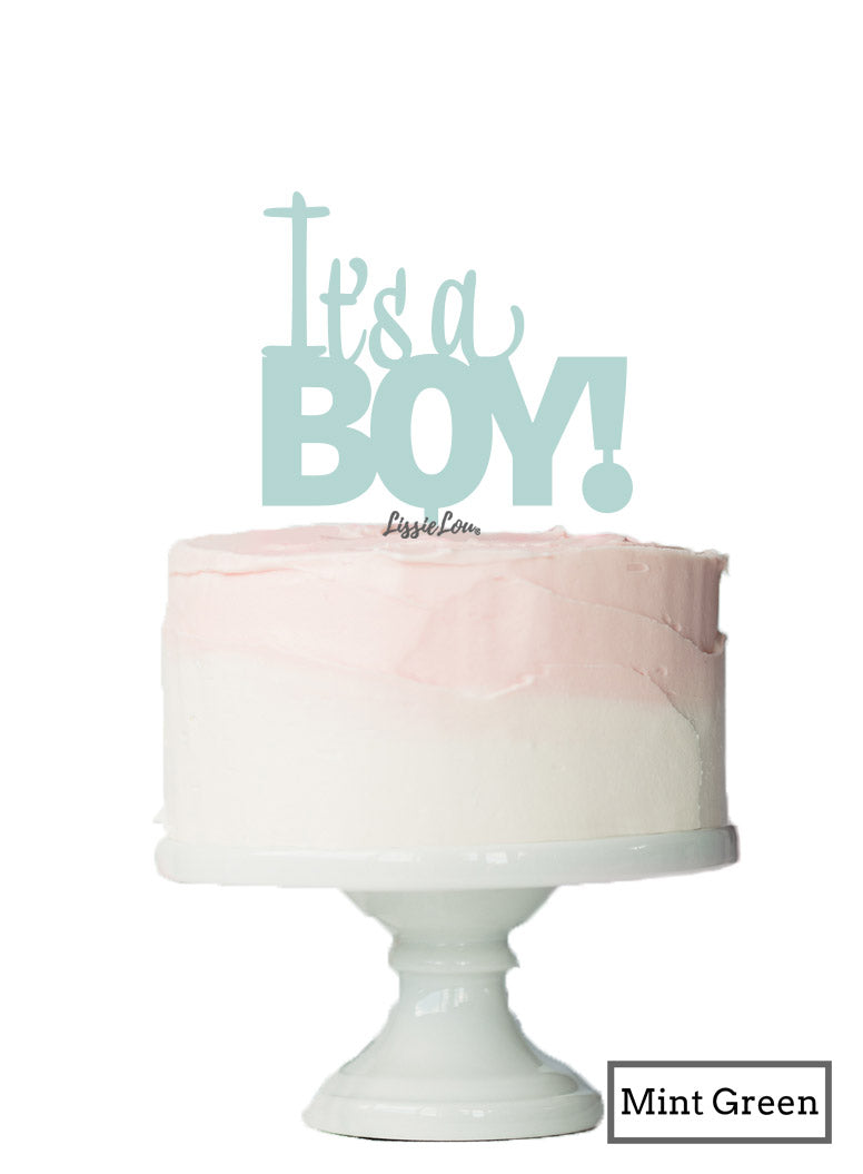 It's a Boy Baby Shower Cake Topper Premium 3mm Acrylic Mint Green