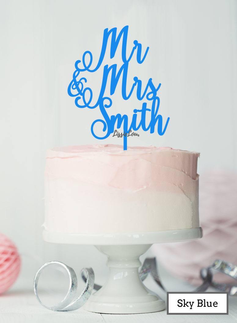 Custom Mr & Mrs Surname Wedding Acrylic Shopify - Sky Blue