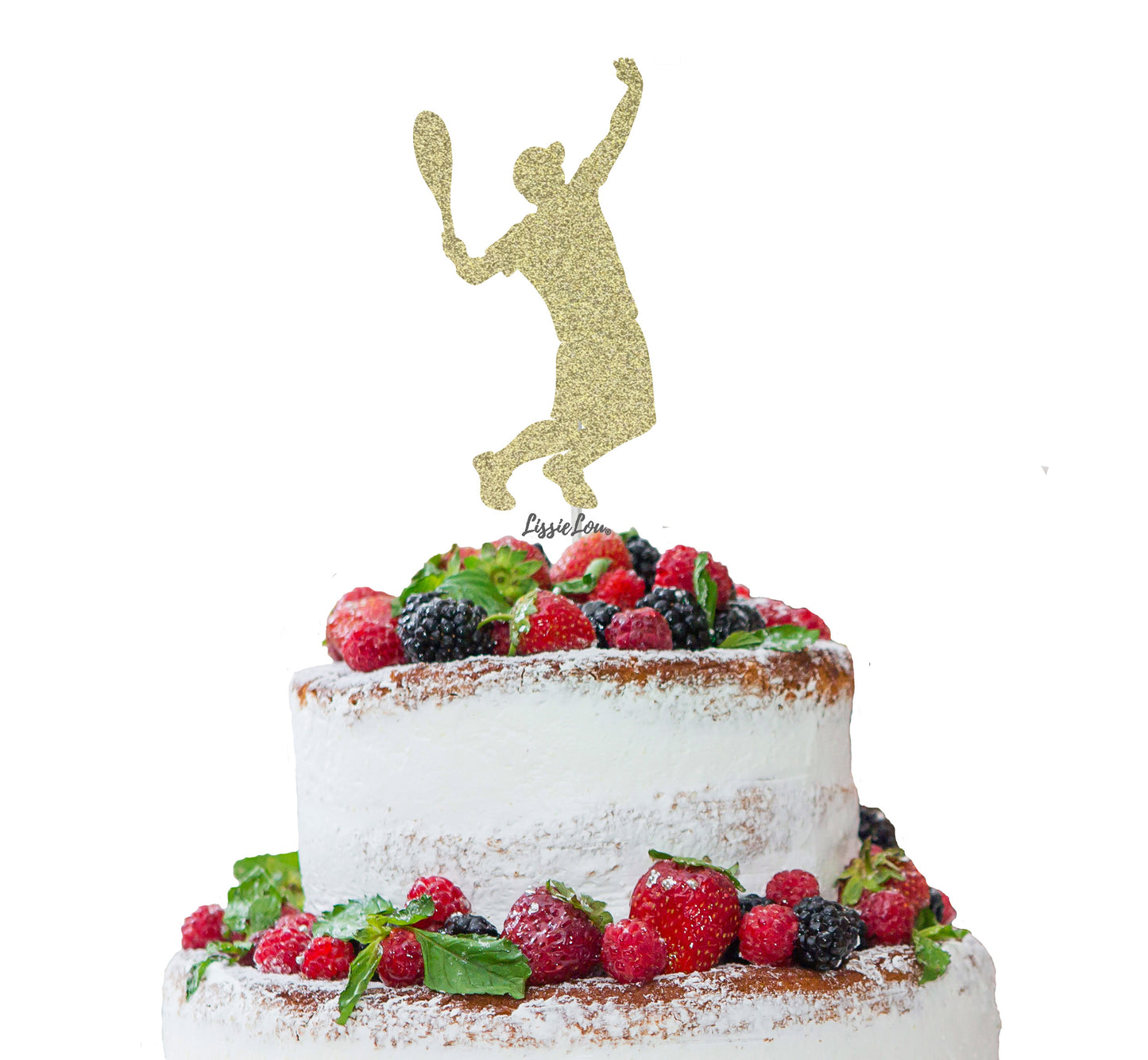 Tennis Male Cake Topper Glitter Card Gold