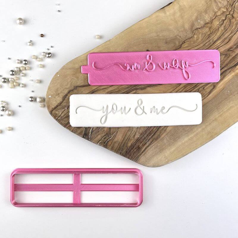 you & me in Verity Font Valentine's Cookie Cutter and Stamp