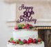 Happy 80th Birthday Pretty Cake Topper Glitter Card Dark Purple